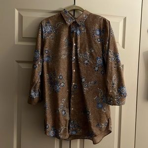 Landsend size 12 three-quarter sleeve multicolor tunic blouse.